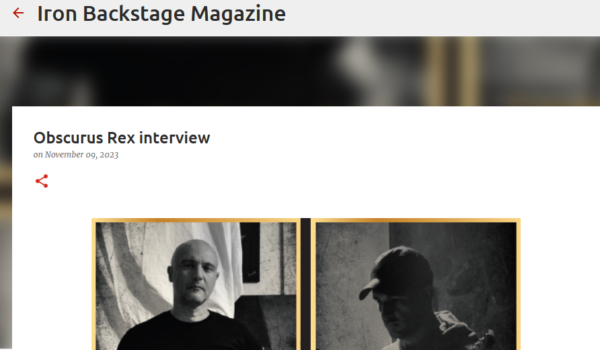 Interview: The Iron Backstage Magazine had some questions for Obscurus Rex